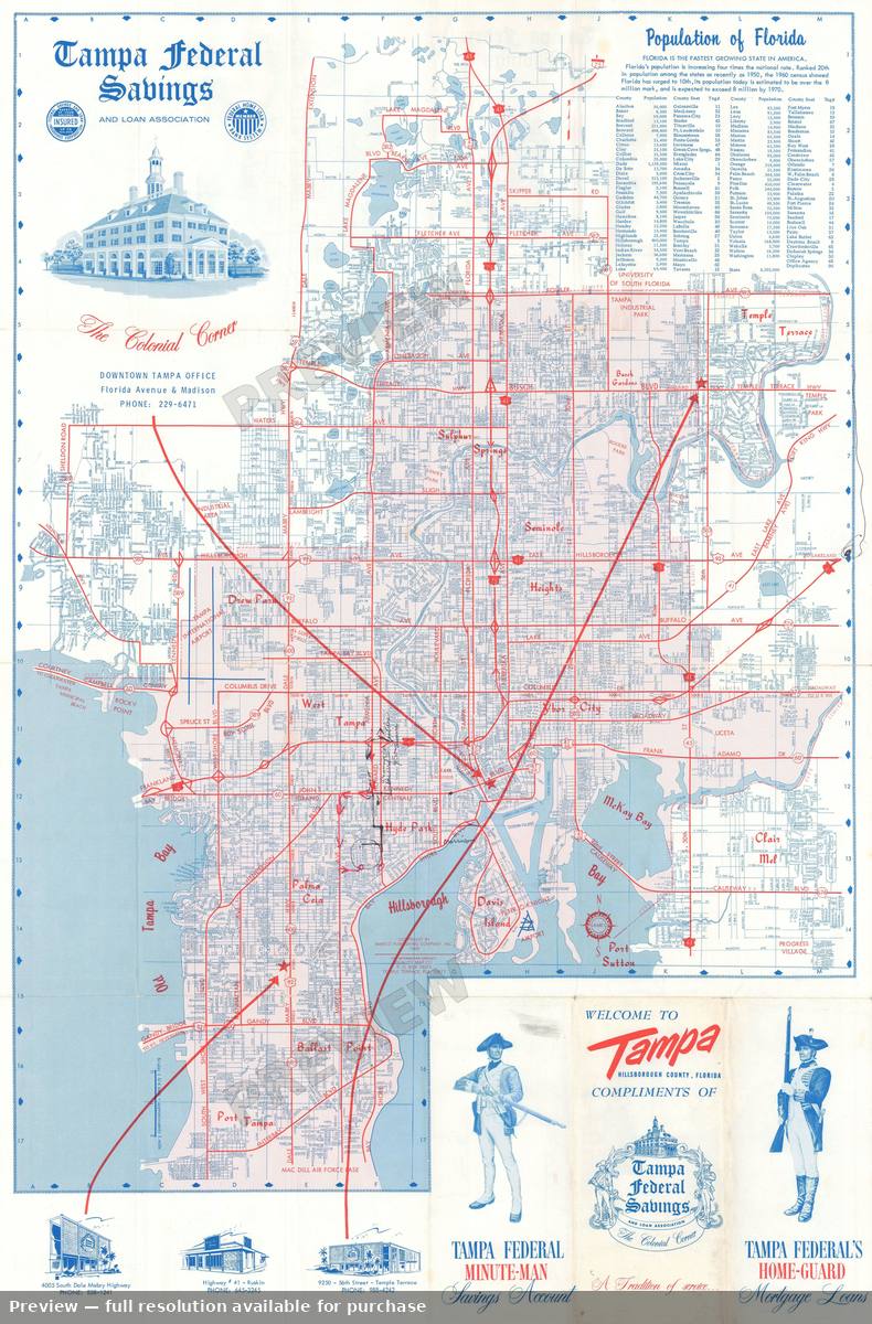 Antique map: Tampa, 1969, 1969