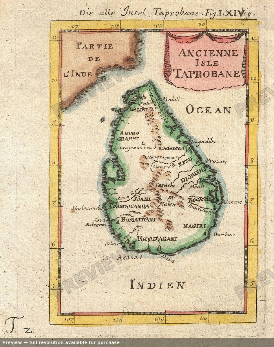 Antique map: Taprobane, 1686, 1686