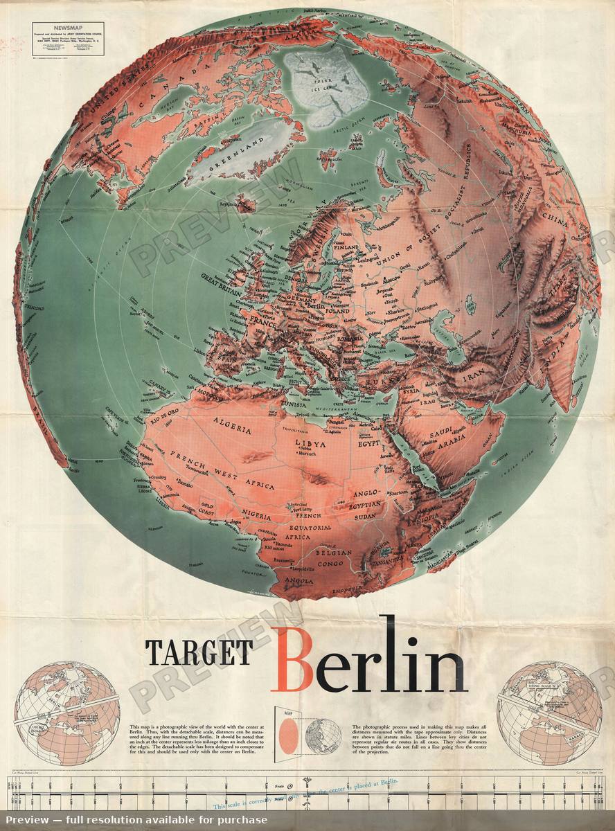 Antique map: Target Berlin, 1943