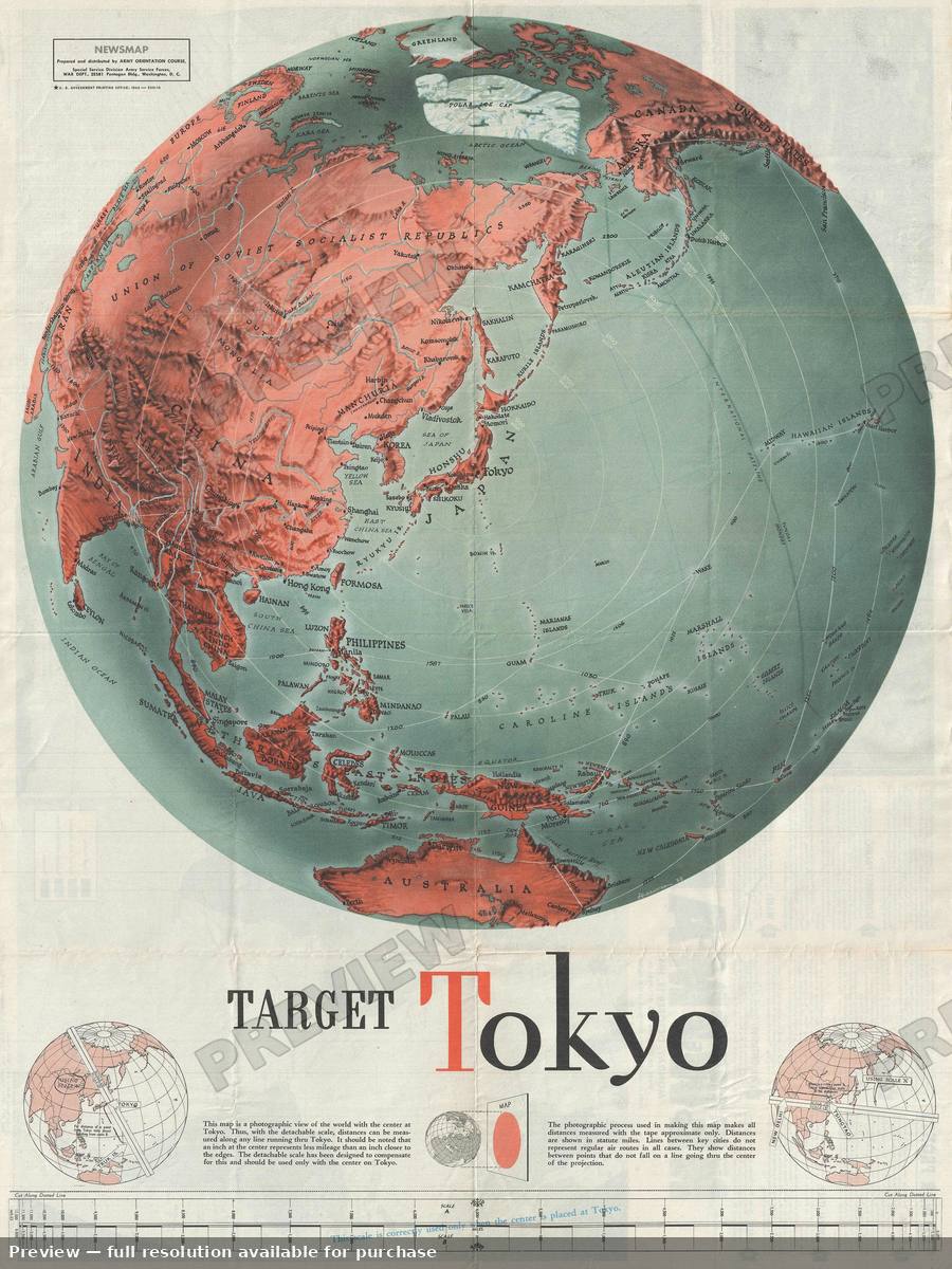Antique map: Target Tokyo, 1943