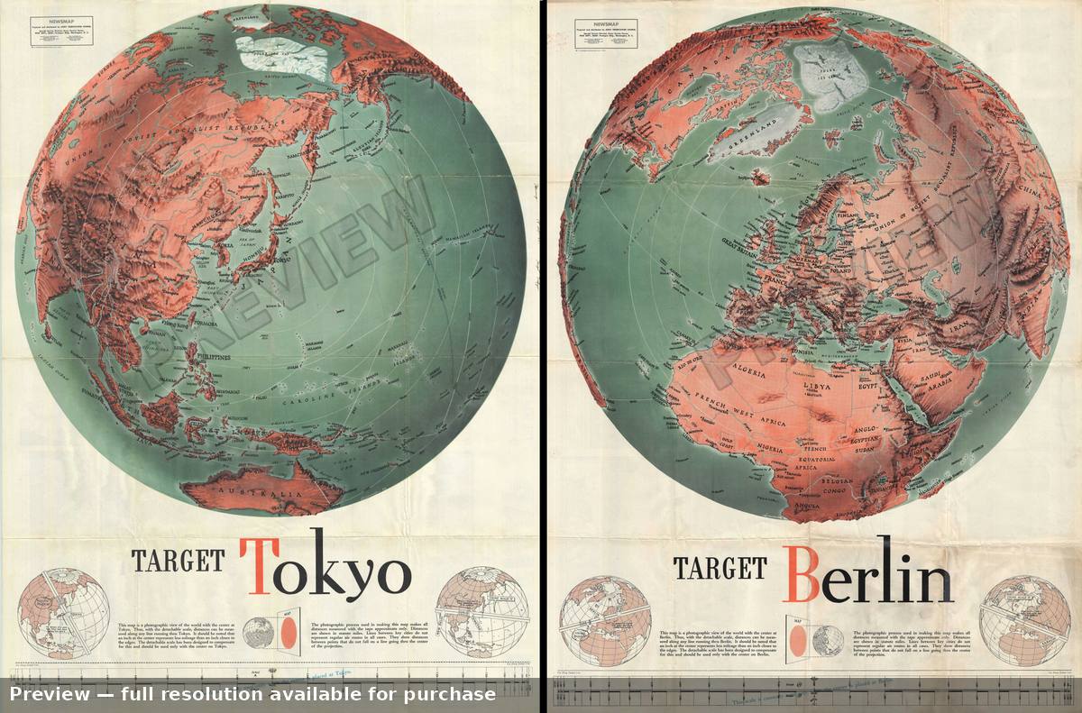 Antique map: Target Tokyo Target Berlin 2, 1943, 1943