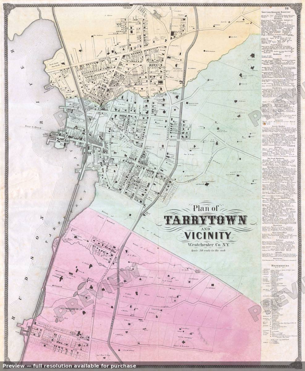 Antique map: Tarrytown, 1868, 1868