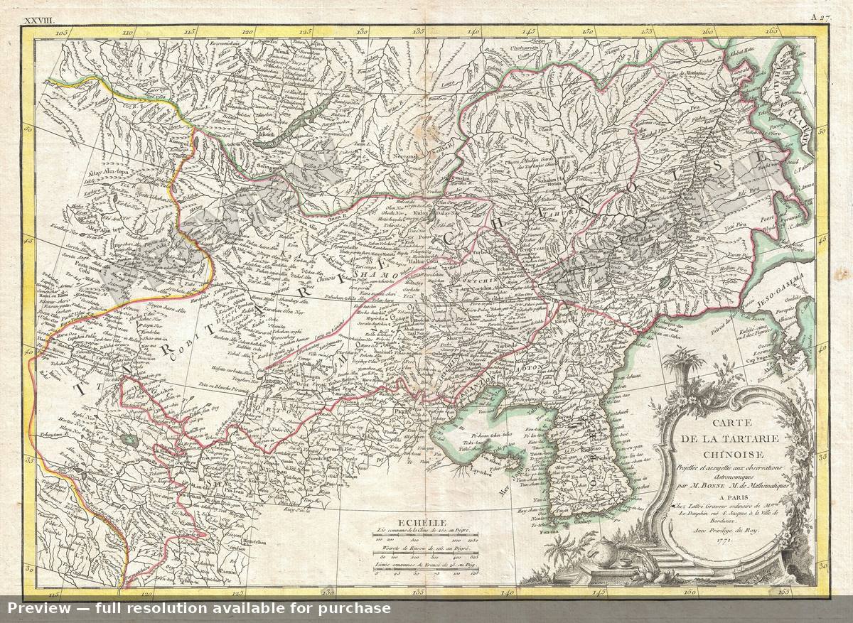 Antique map: Tartarie Chine, 1770, 1770