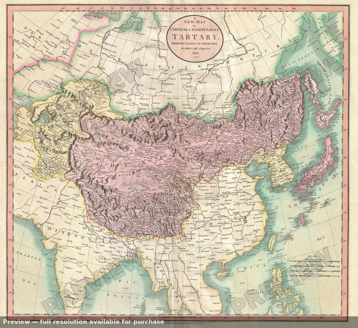 Antique map: Tartary, 1806, 1806