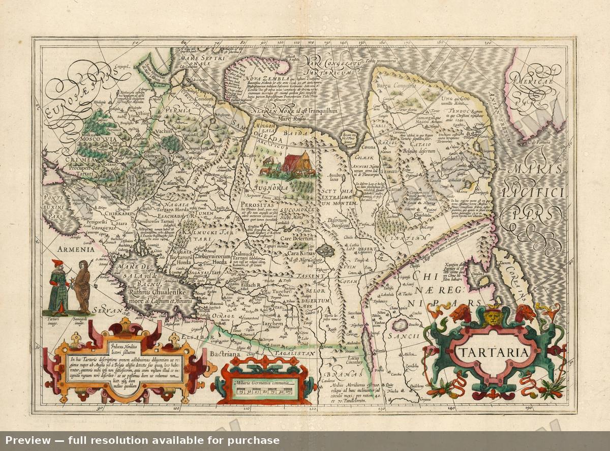 Antique map: Tartary, 1639