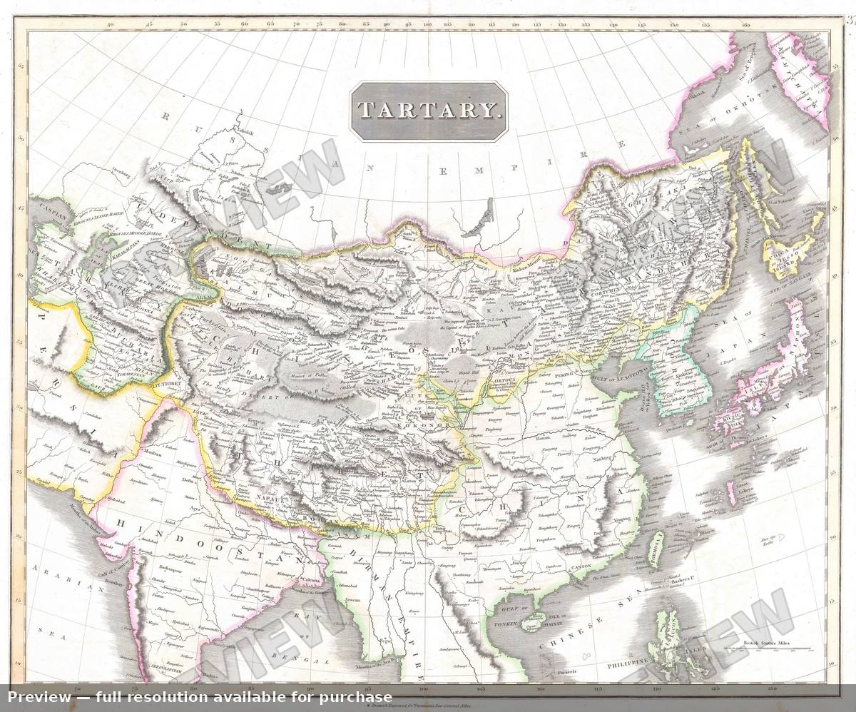 Antique map: Tartary, 1814, 1814