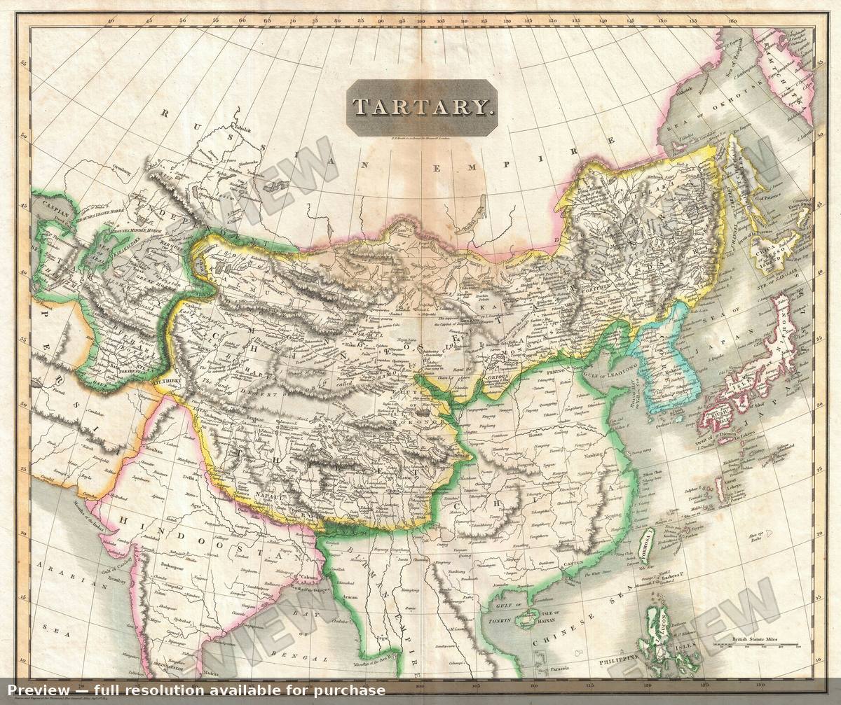 Antique map: Tartary, 1814, 1814