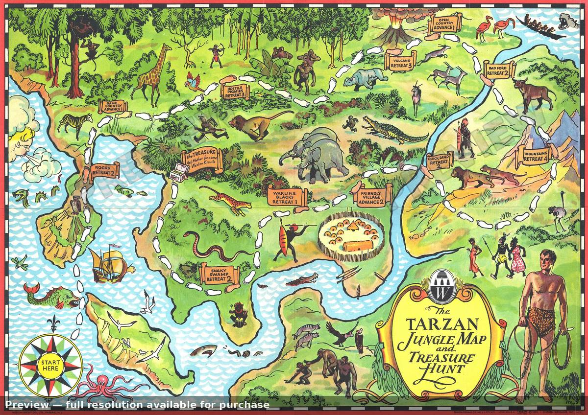 Antique map: Tarzan, 1933, 1933
