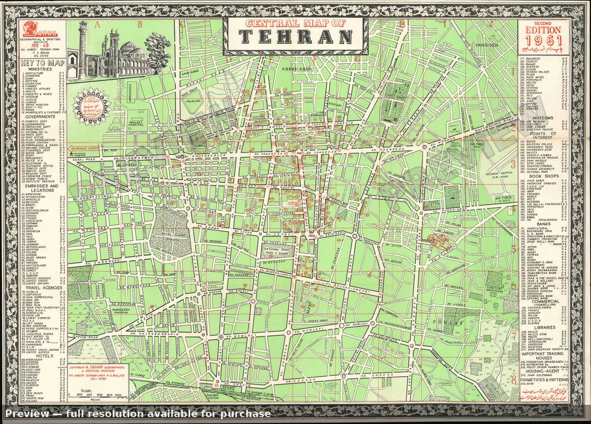 Antique map: Tehran, 1961