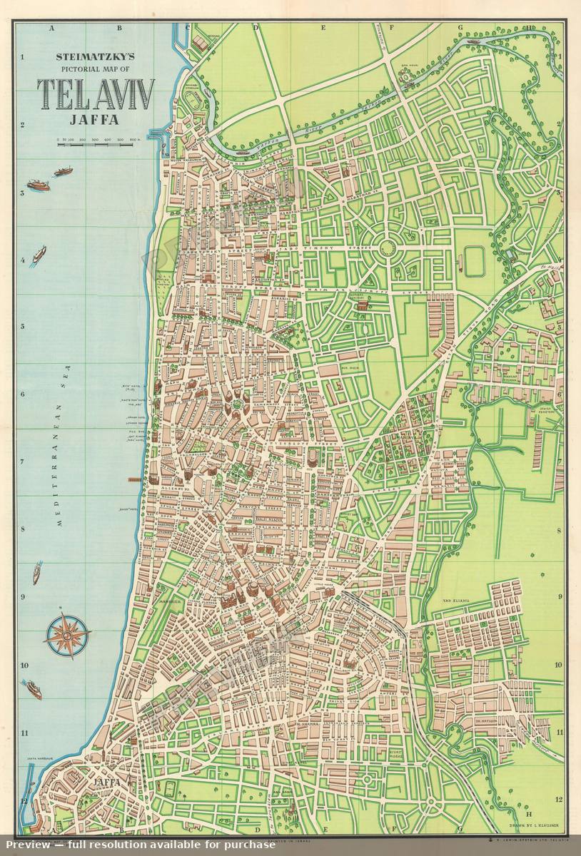 Antique map: Tel Aviv Jaffa, 1954, 1954