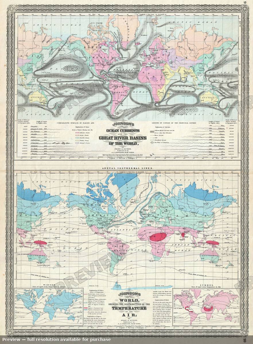 Antique map: Temp Currents, 1870, 1870