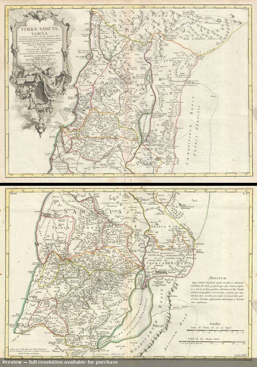 Antique map: Terrae Sanctae Tabula, 1763, 1763