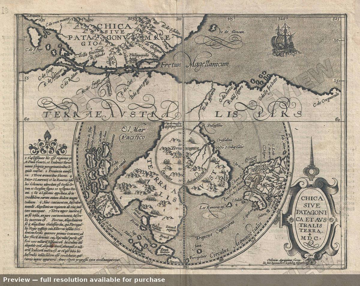 Antique map: Terre Australis, 1600