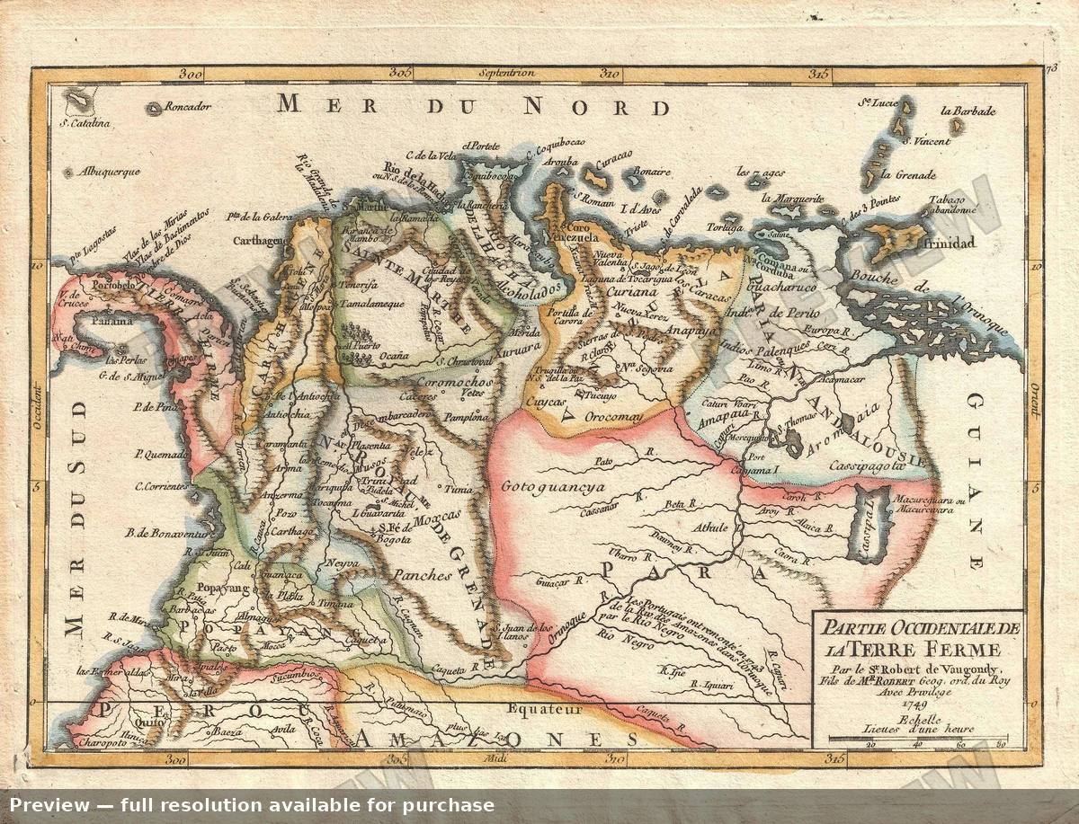 Antique map: Terre Ferme West, 1749, 1749
