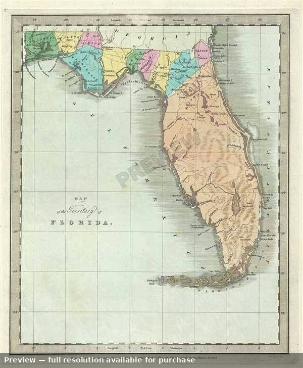 Antique map: Territory Florida, 1835
