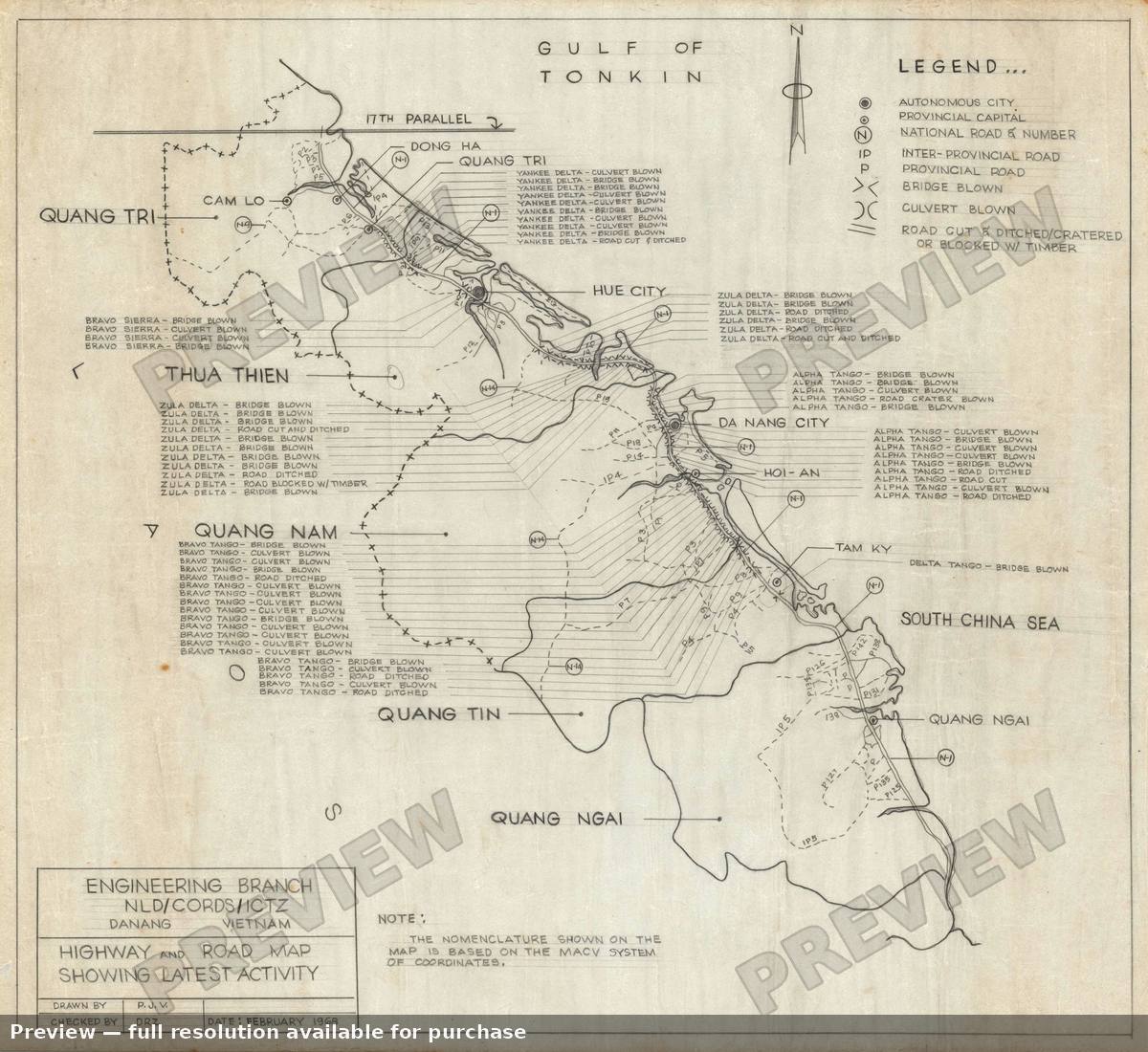 Antique map: Tet Offensive Vietnam, 1968, 1968