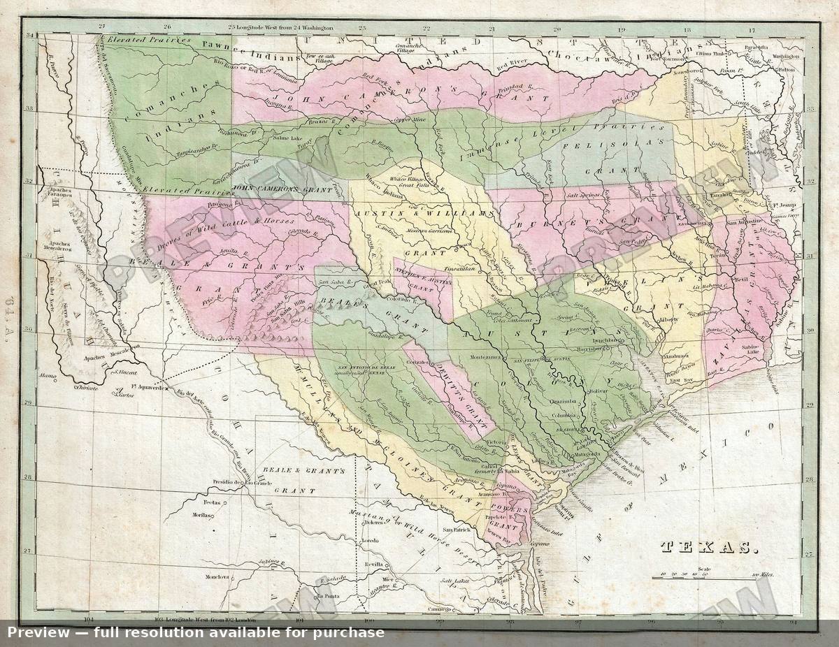 Antique map: Texas, 1835