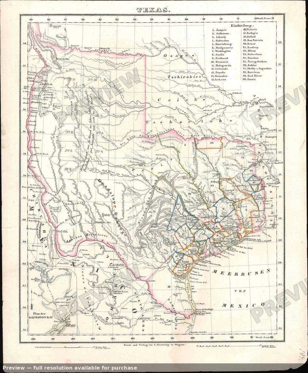 Antique map: Texas, 1846