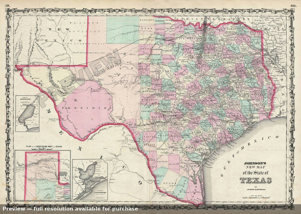 Antique map: Texas, 1861, 1861