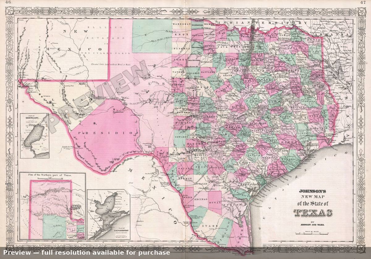 Antique map: Texas, 1866, 1866