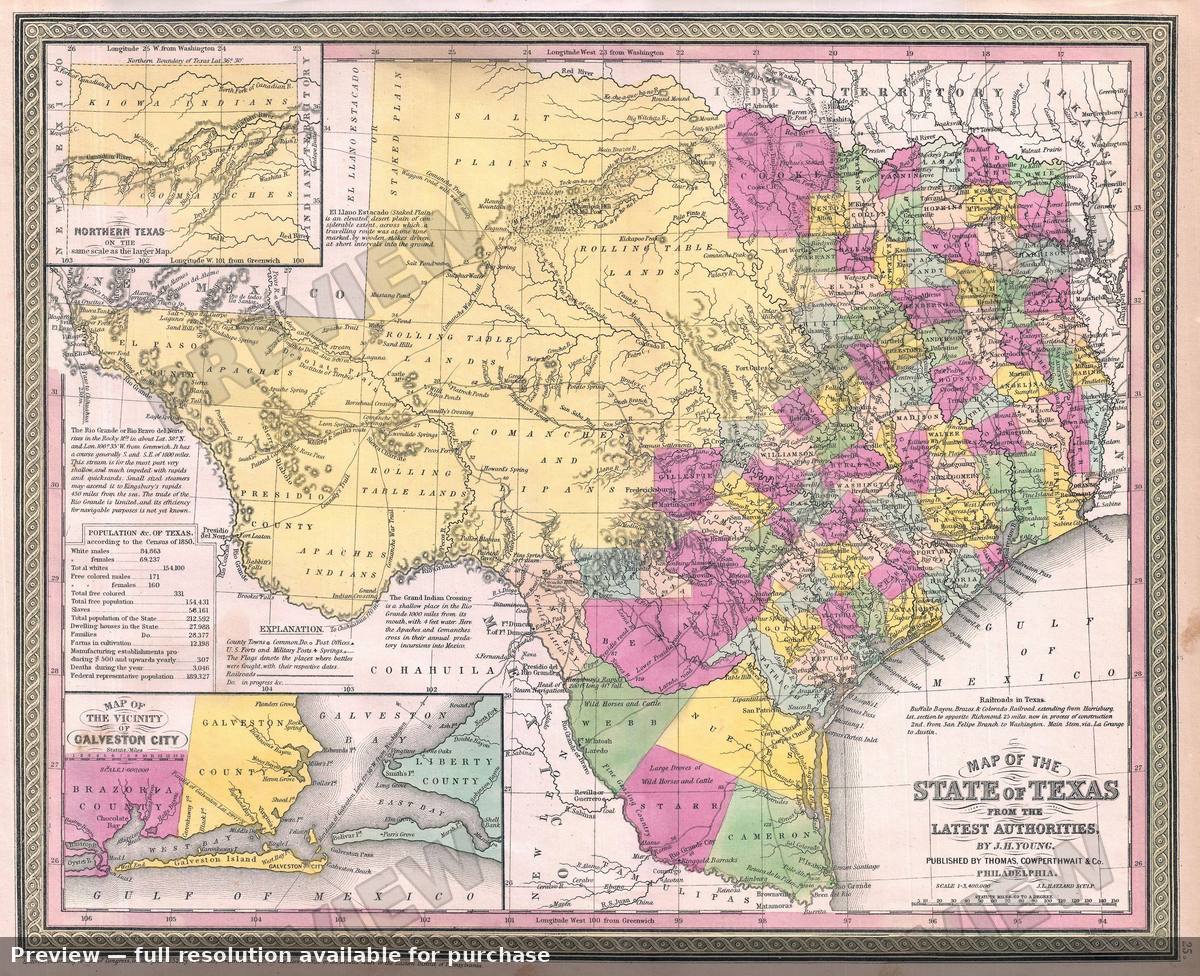 Antique map: Texas, 1854, 1854