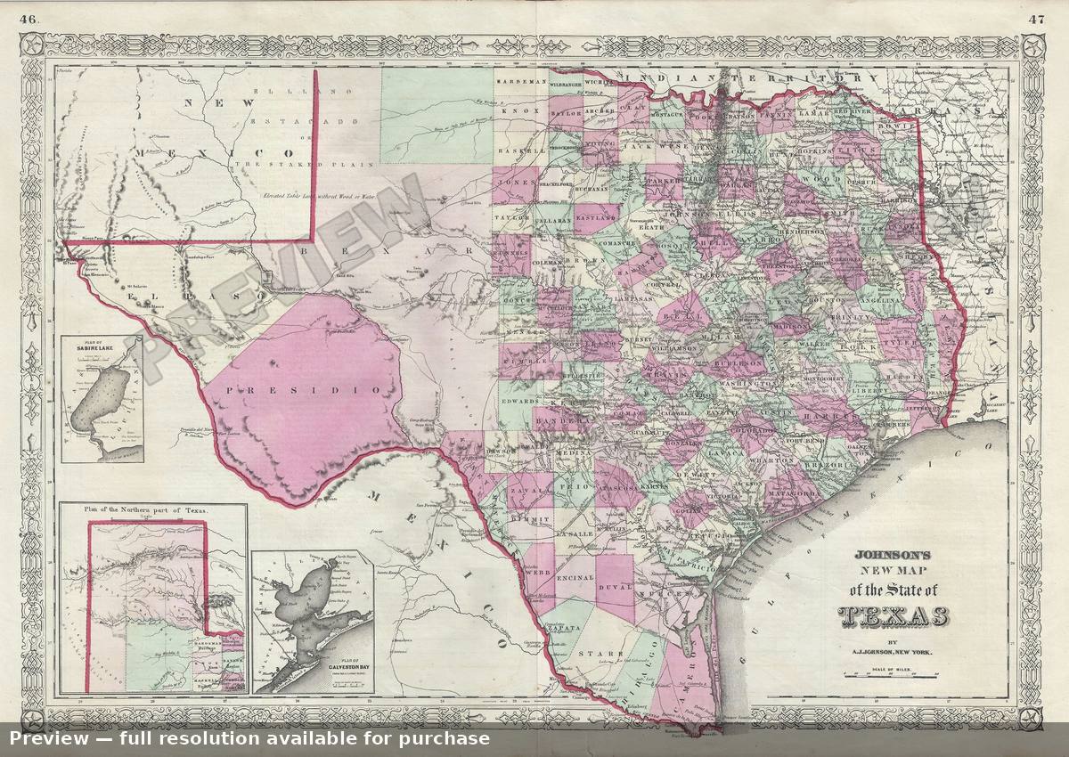 Antique map: Texas 2, 1866, 1866