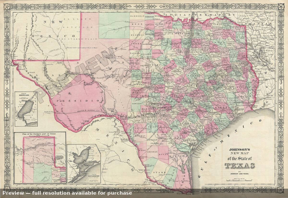Antique map: Texas 3, 1863, 1863
