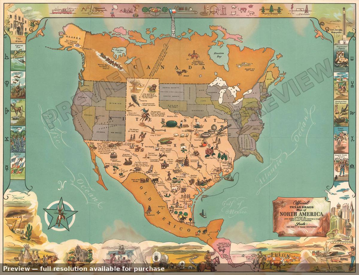 Antique map: Texas Brags, 1948, 1948