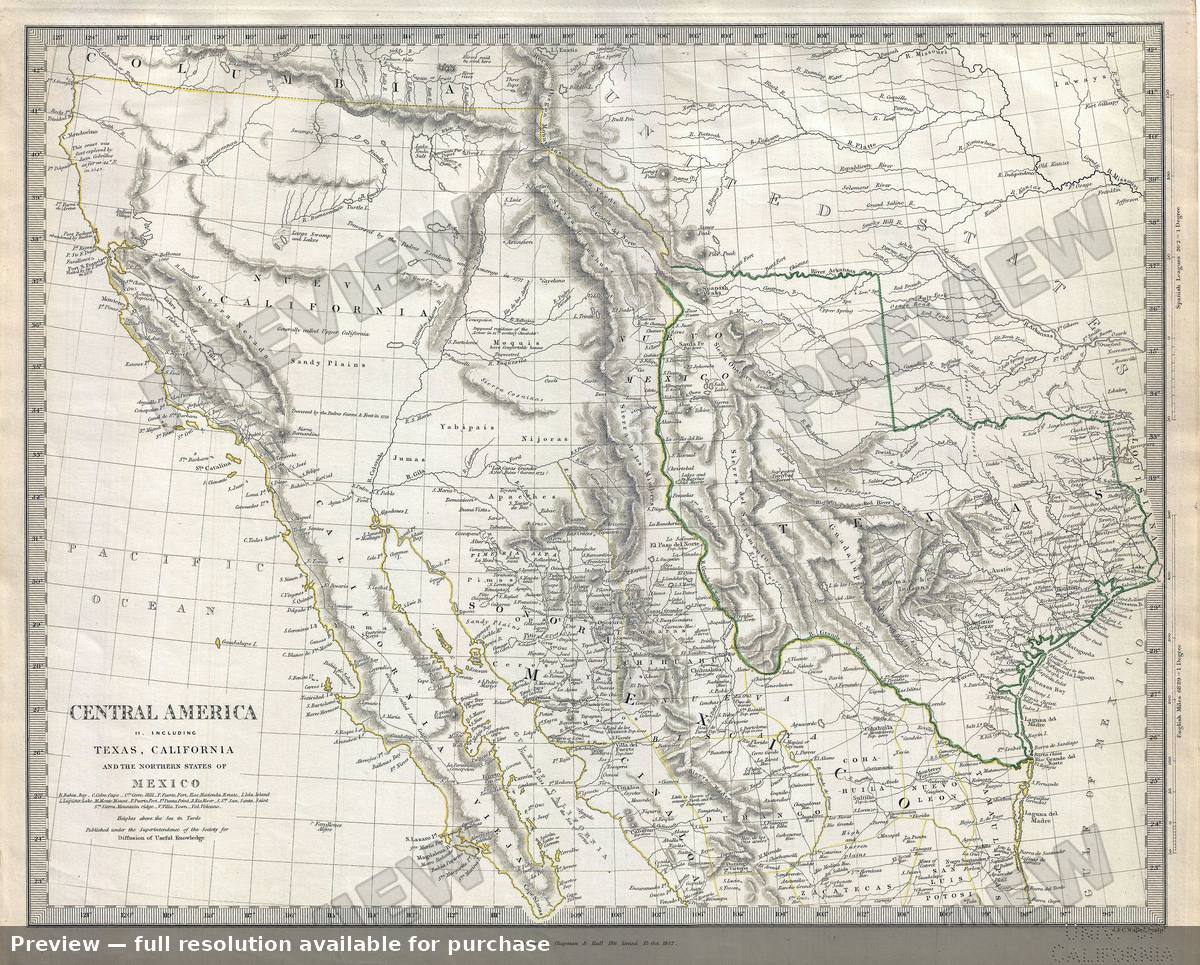Antique map: Texas California, 1842, 1842