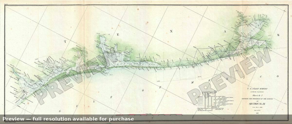 Antique map: Texas Coast, 1860, 1860