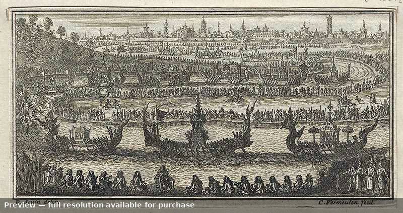 Antique map: Thai Boats, 1686, 1686