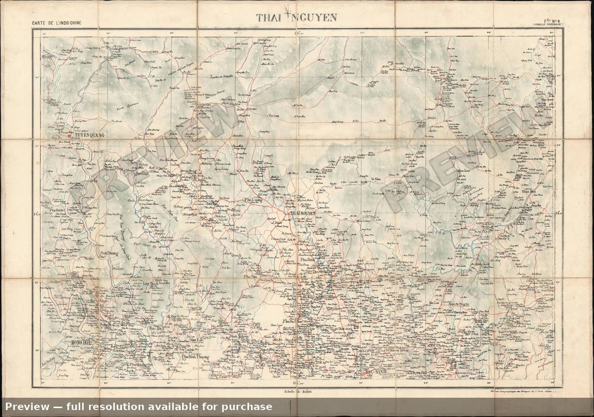 Antique map: Thai Nguyen Vietnam, 1895