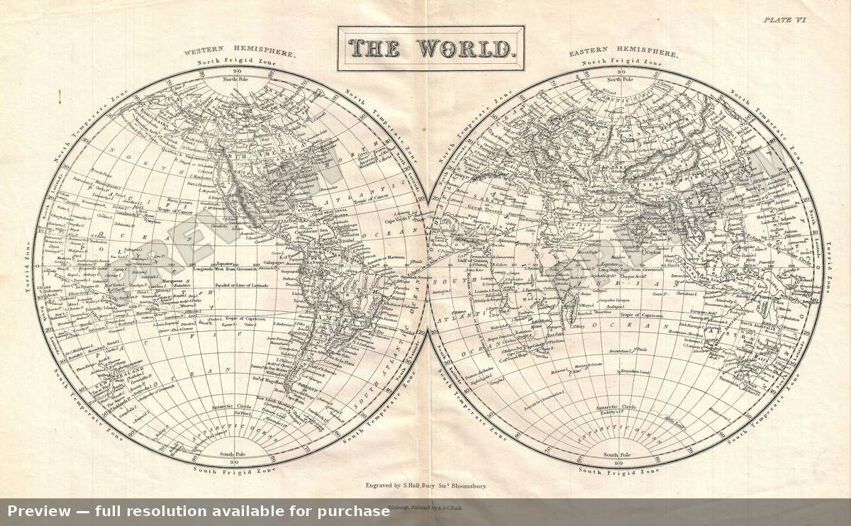 Antique map: The World, 1860, 1860