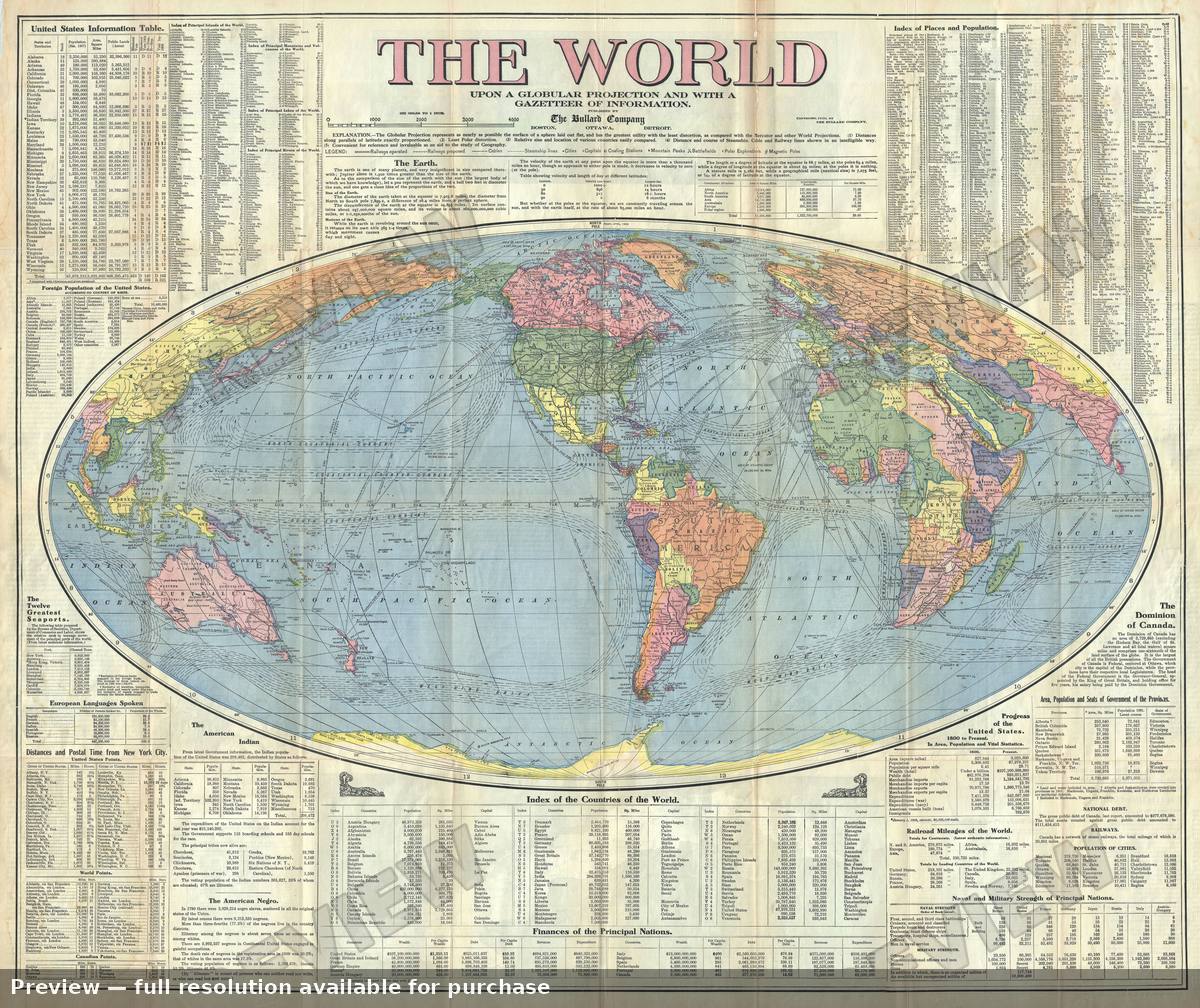 Antique map: The World, 1910, 1910