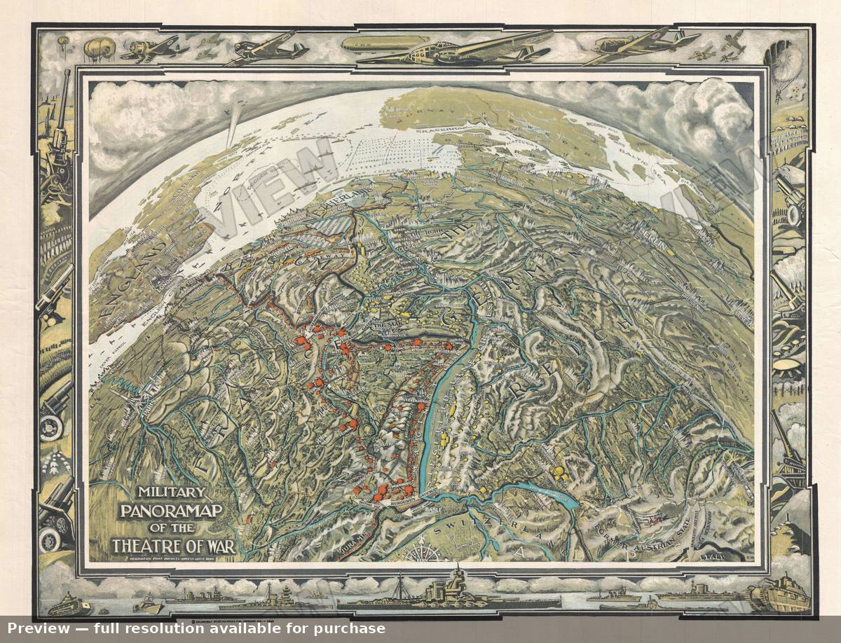 Antique map: Theatreof War, 1940