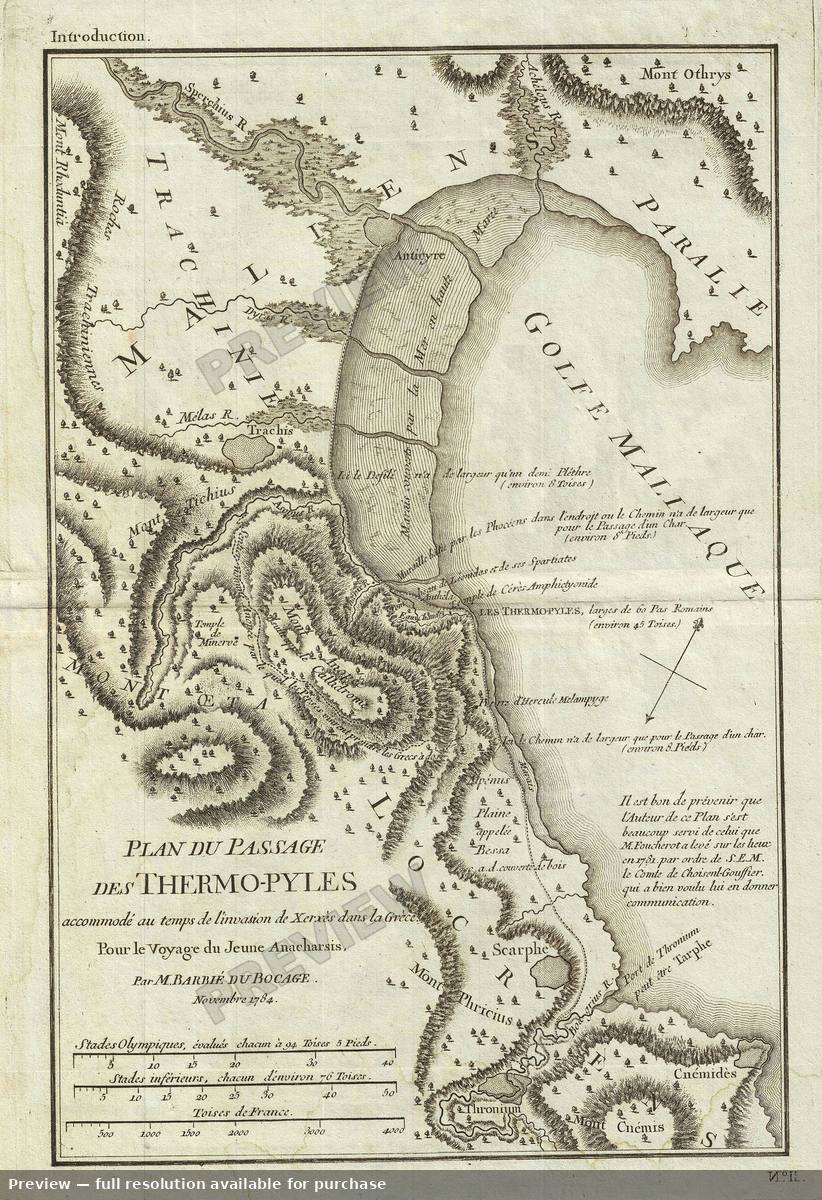 Antique map: Thermopylae, 1791