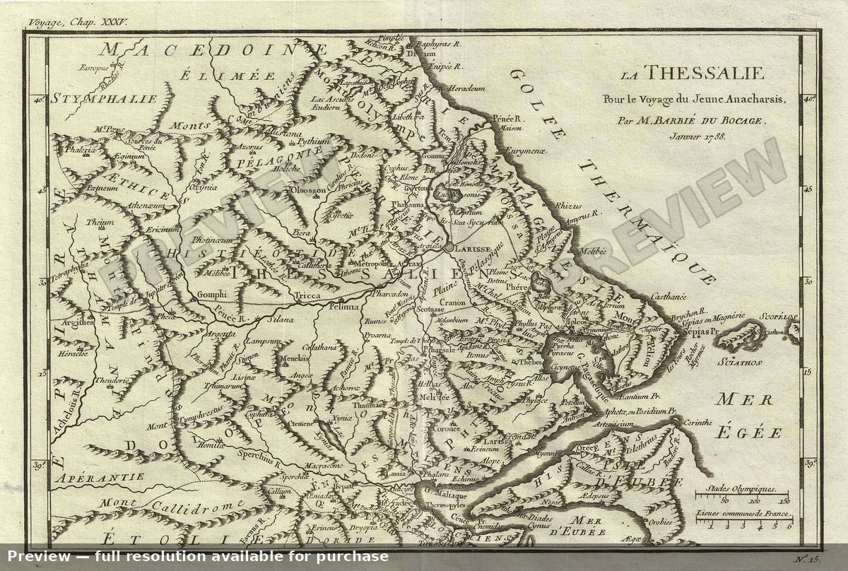 Antique map: Thessaly, 1791, 1791