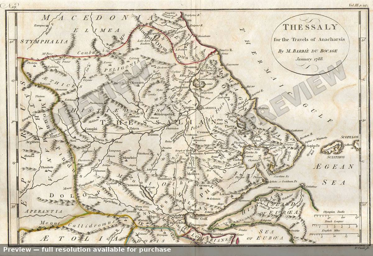 Antique map: Thessaly, 1793, 1793