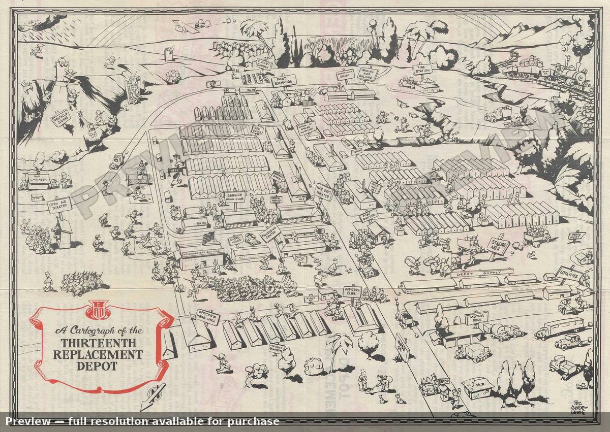 Antique map: Thirteenth Replacement Depot, 1944, 1944
