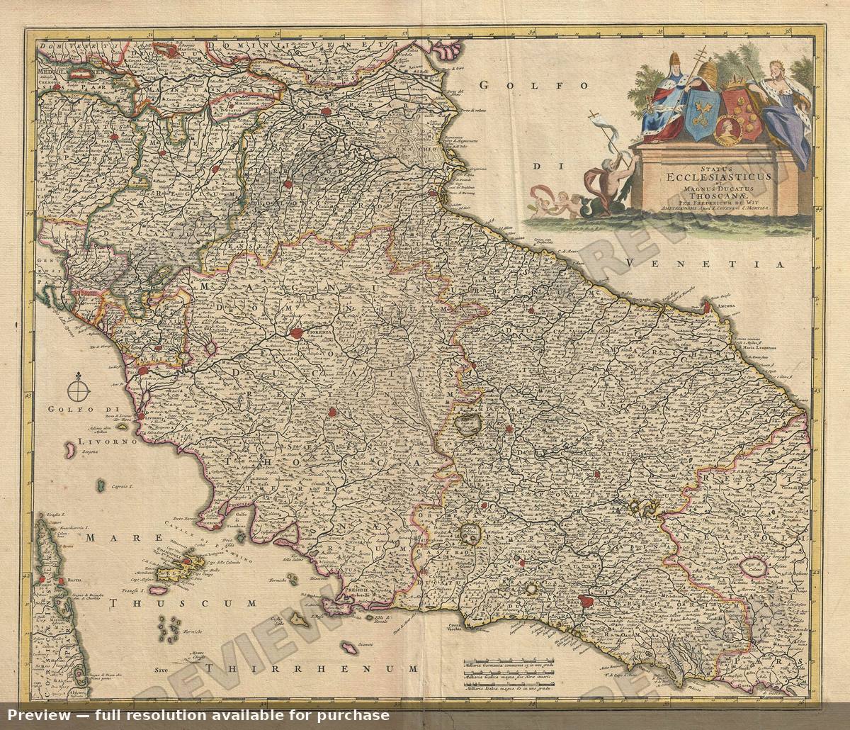 Antique map: Thoscanae, 1721