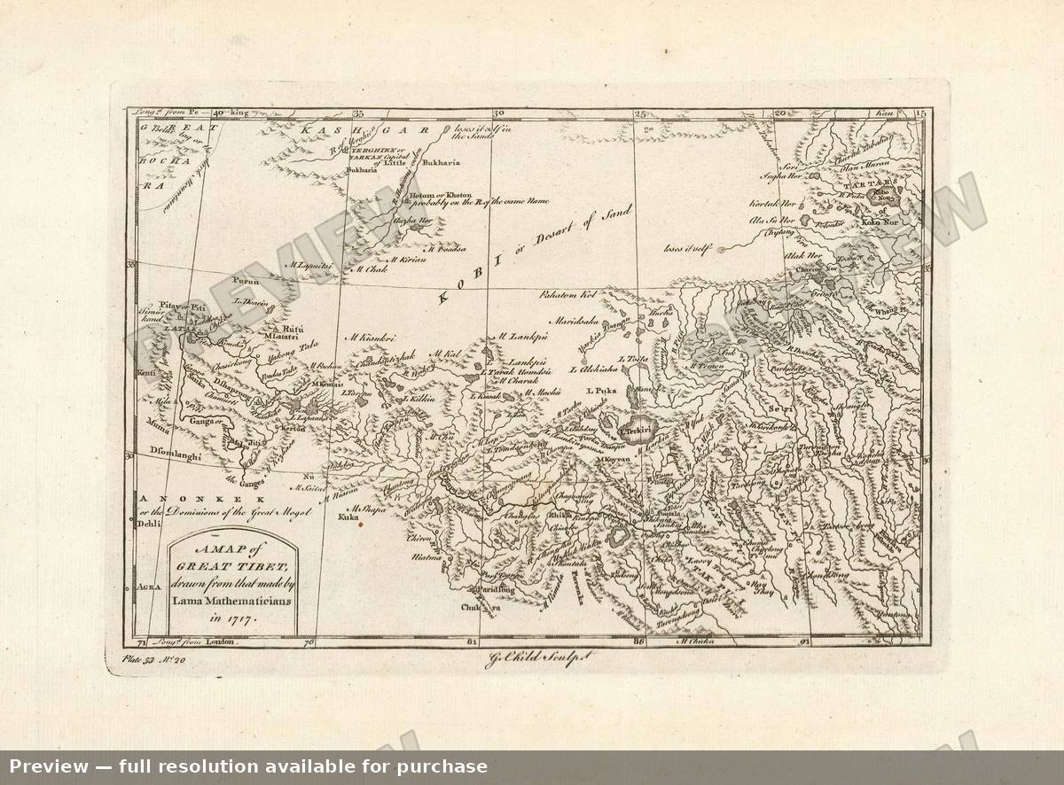 Antique map: Tibet, 1747, 1747