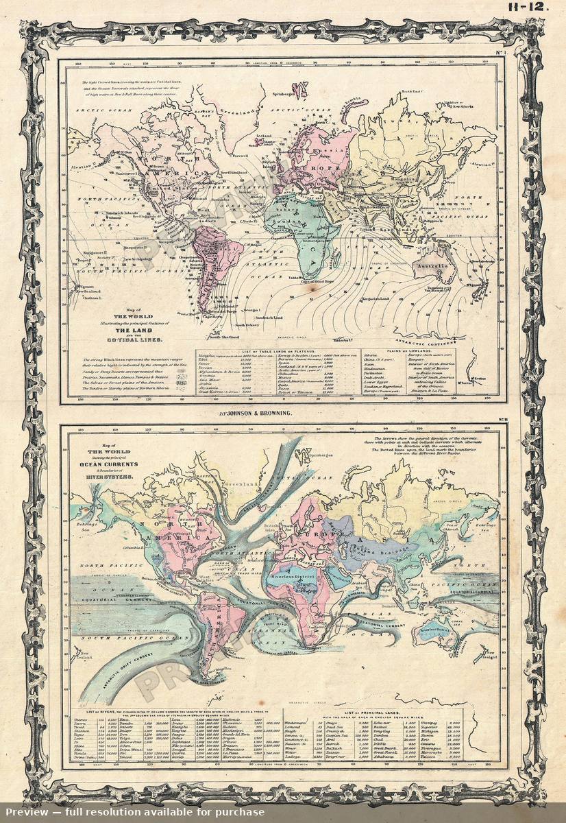 Antique map: Tides Currents, 1862, 1862
