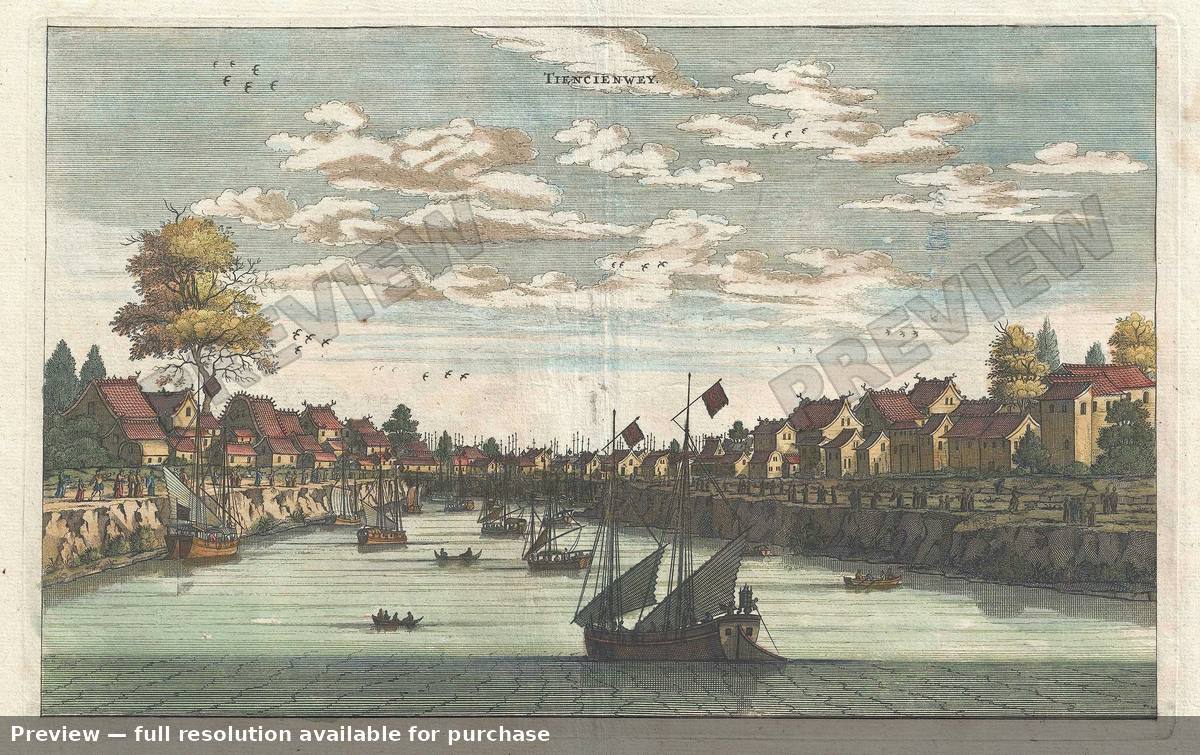 Antique map: Tiencienwey, 1670
