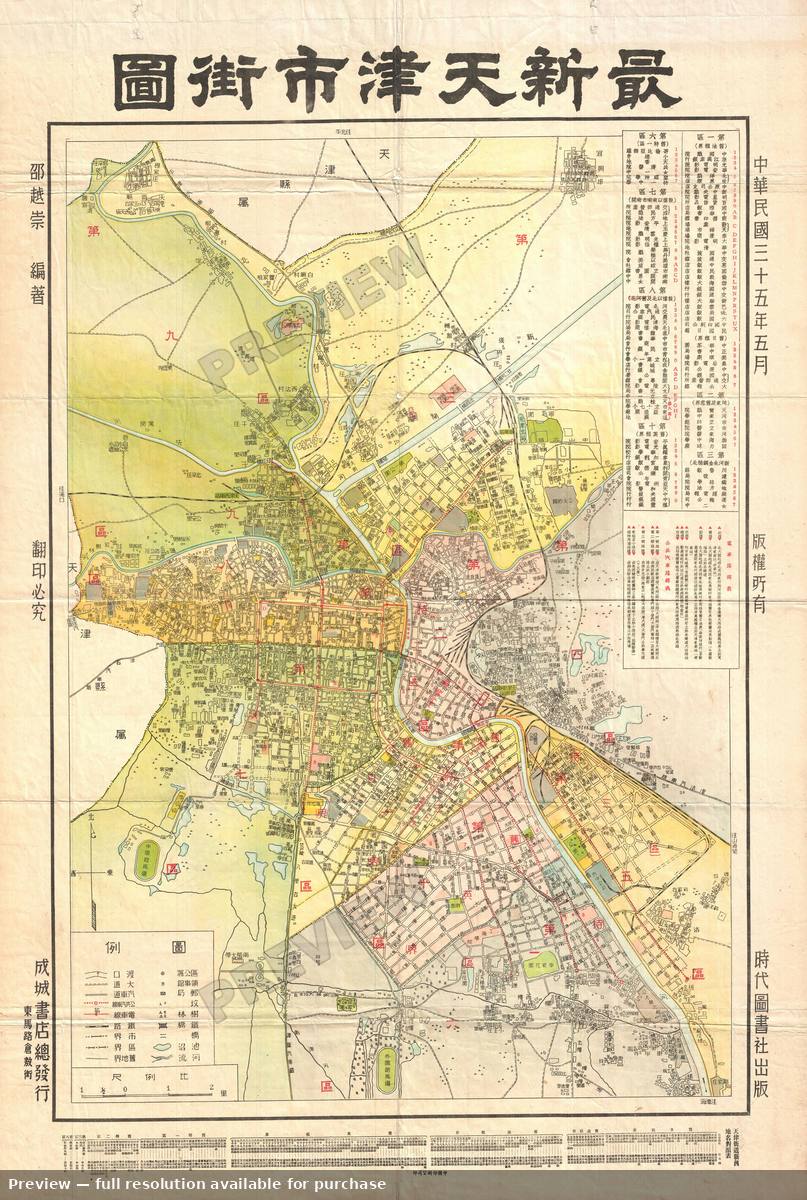 Antique map: Tienjin, 1932