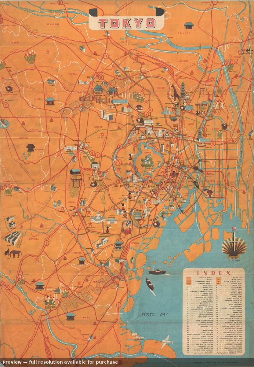Antique map: Tokyo, 1950, 1950