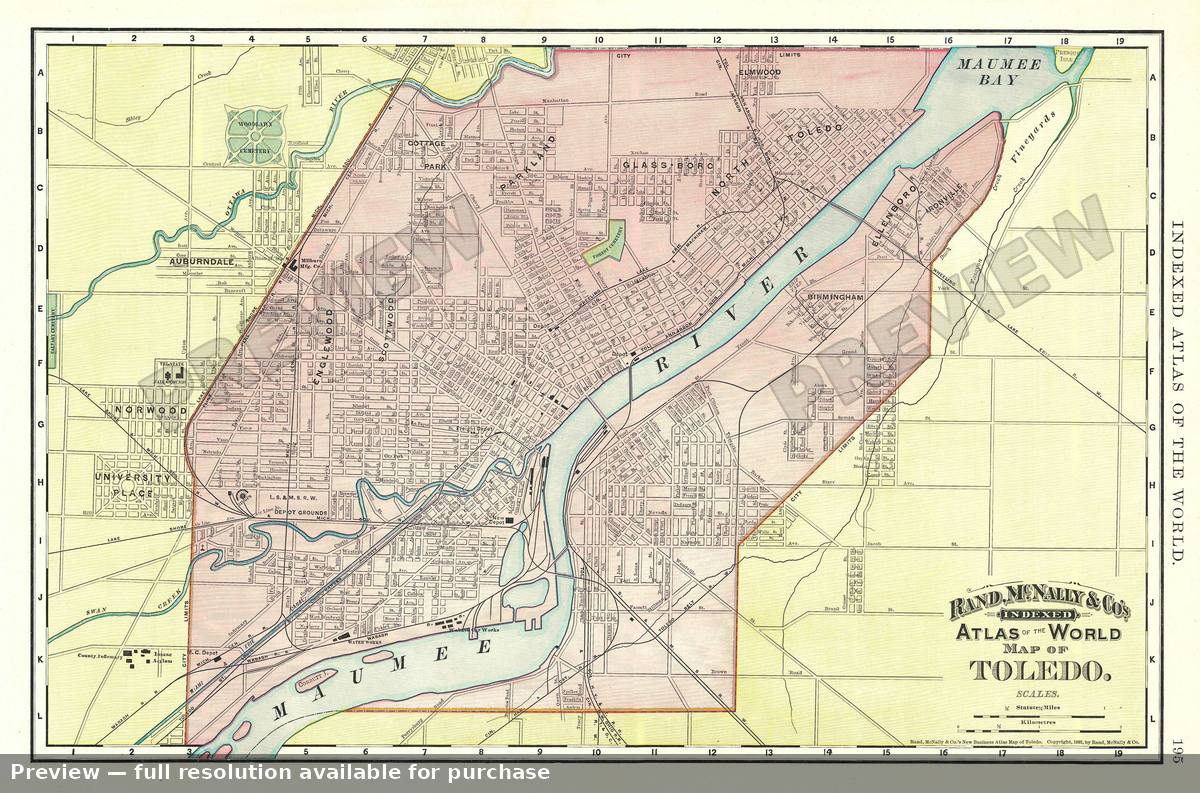 Antique map: Toledo, 1893, 1893