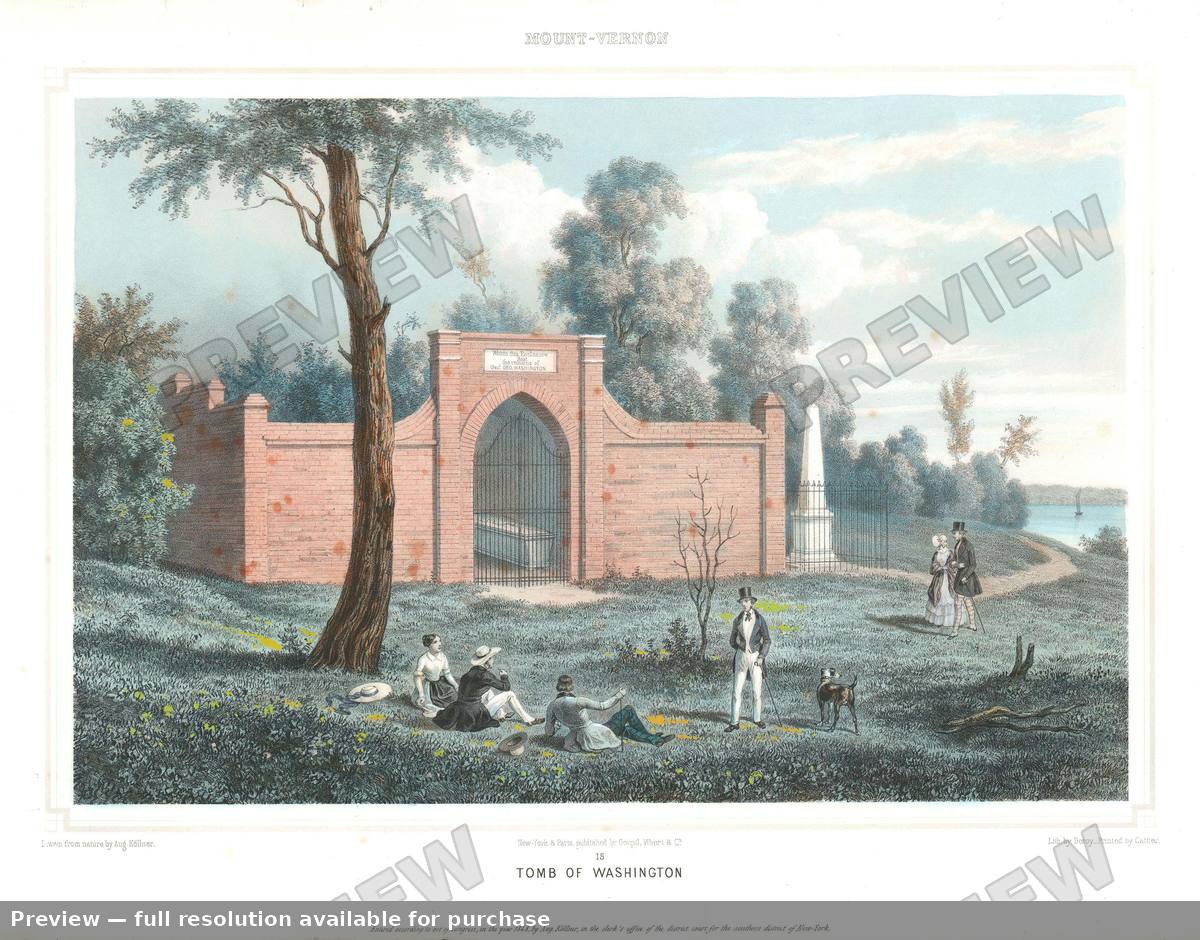 Antique map: Tomb Washington, 1848, 1848