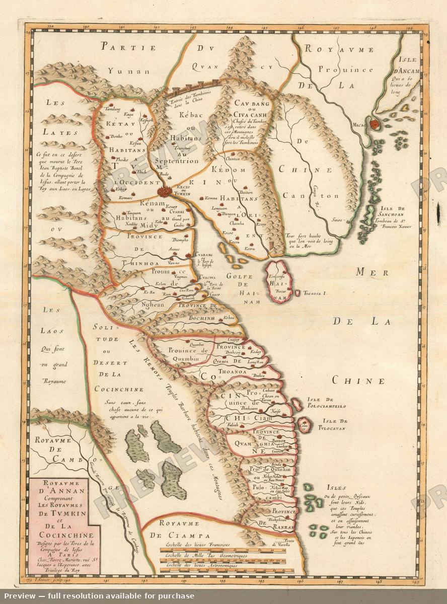 Antique map: Tonkin, 1653, 1653