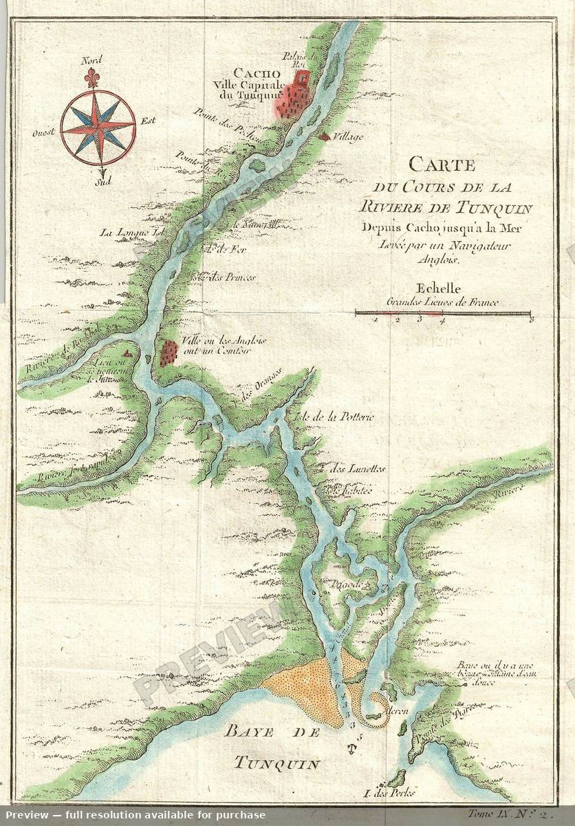 Antique map: Tonkin River, 1750, 1750