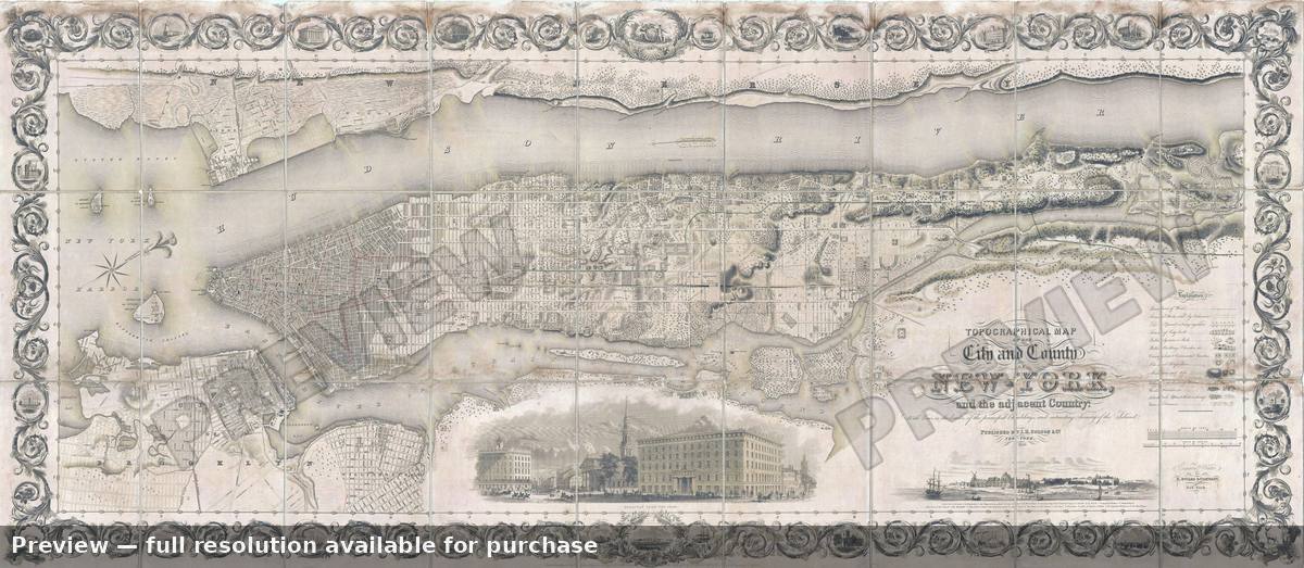 Antique map: Topographical Map New York, 1840, 1840